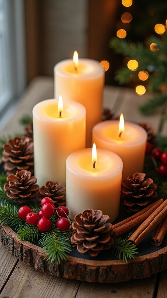 homemade cozy candle arrangements