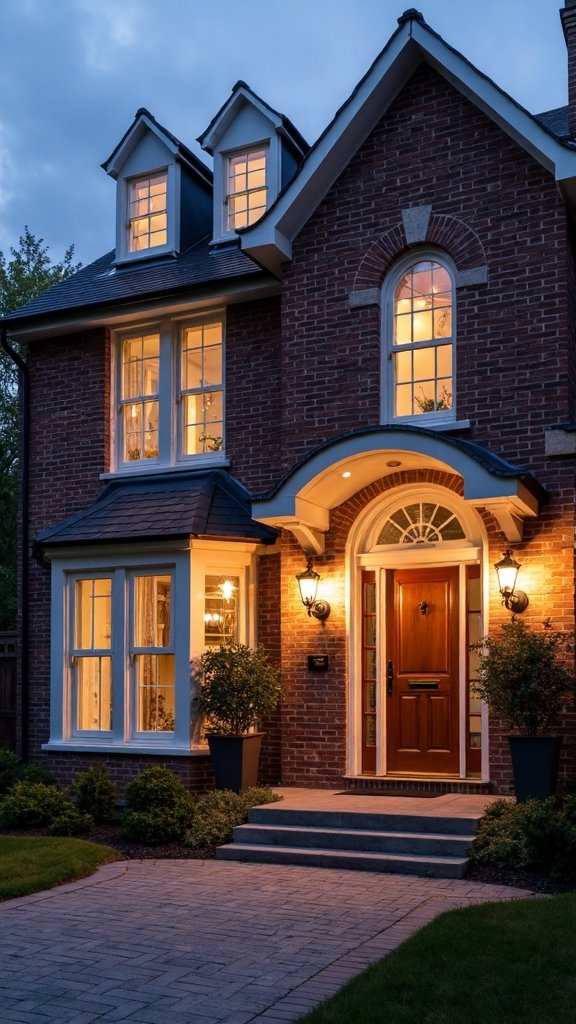 illuminated architectural framing enhances entryway aesthetics