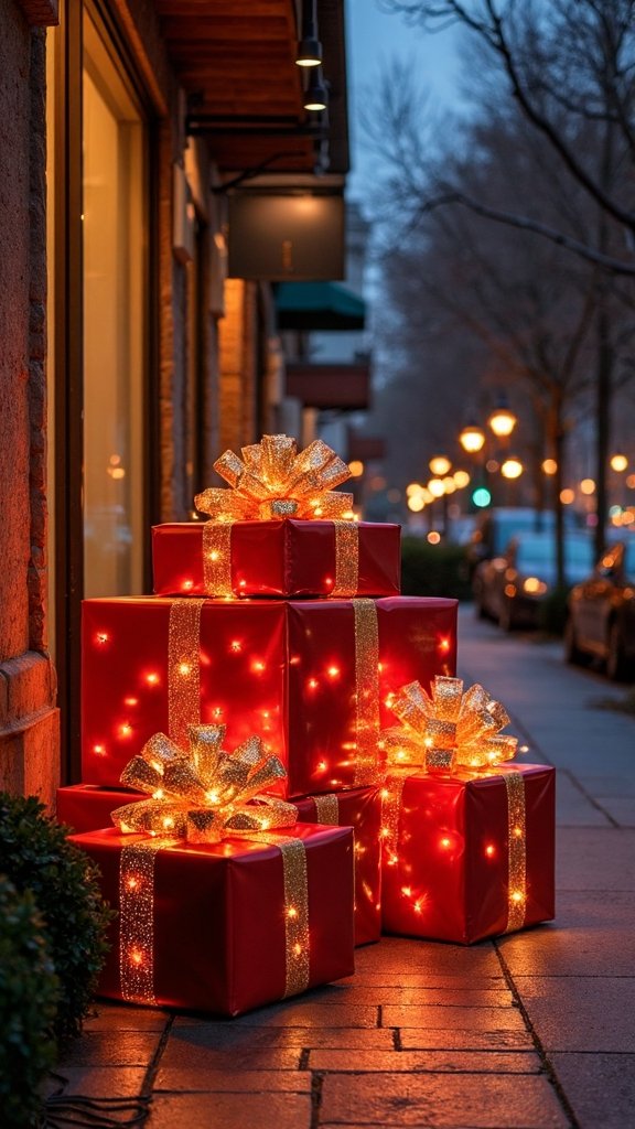 illuminated holiday display gift boxes