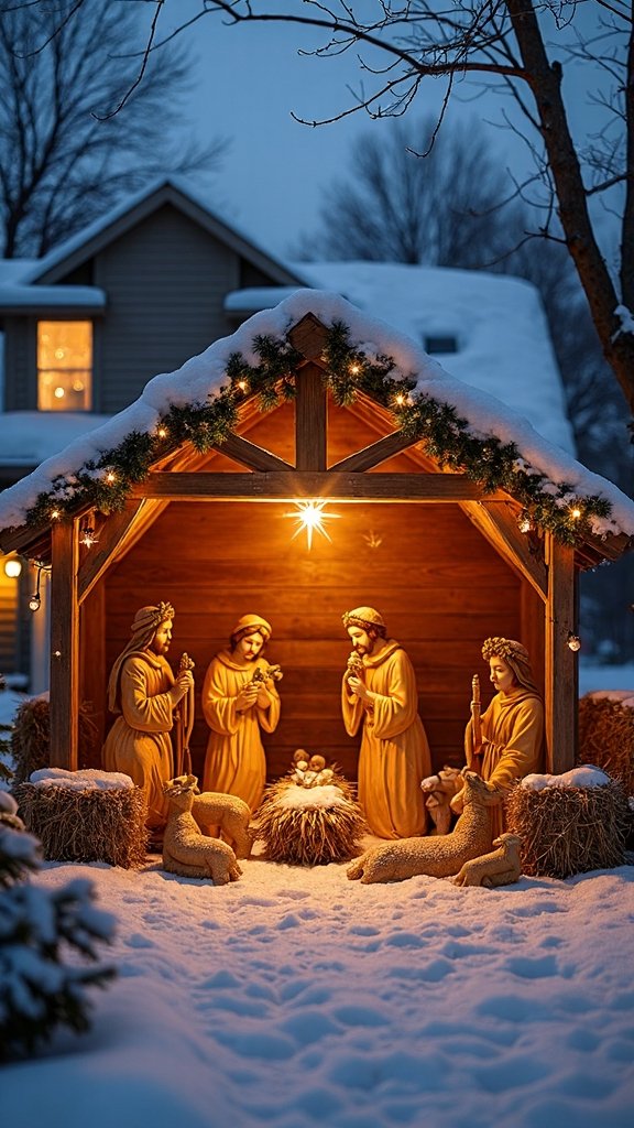 illuminated nostalgic weather resistant focal nativity scene