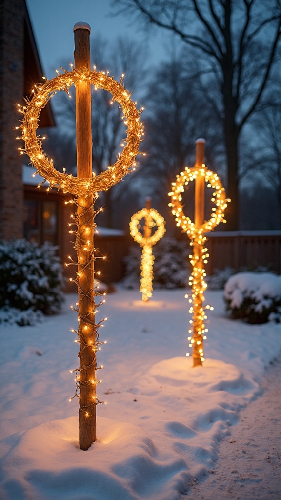 illuminated quidditch goal post christmas display