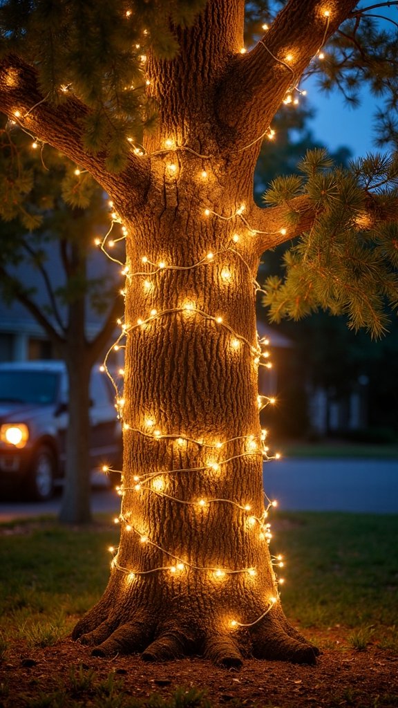 illuminated tree trunk lights outdoor display