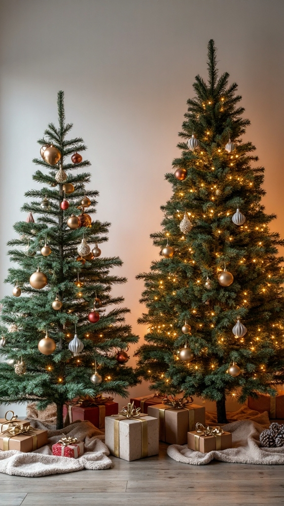 intentional minimalist layered balanced tree decor