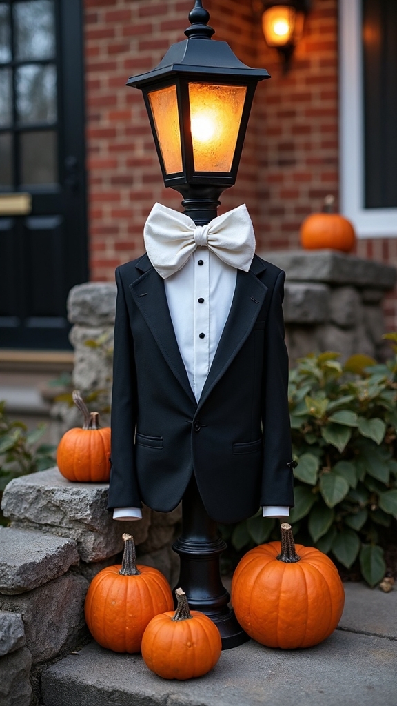 lamppost halloween skellington costumed decor