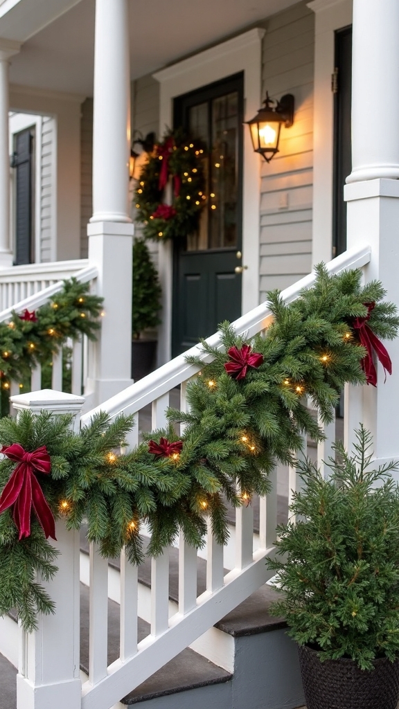 layered dimensional porch garland arrangements