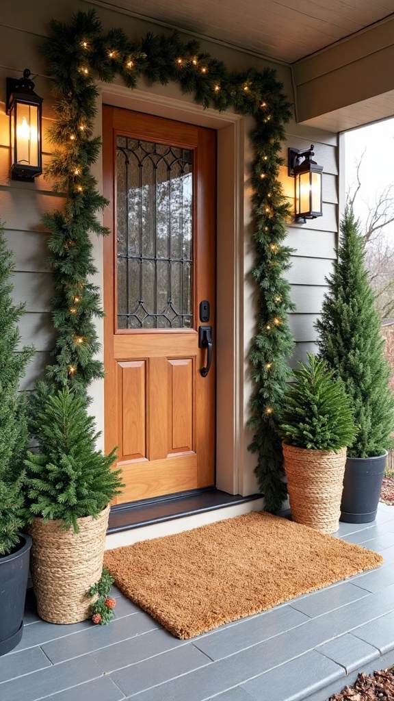 layered festive welcoming doormat entrance