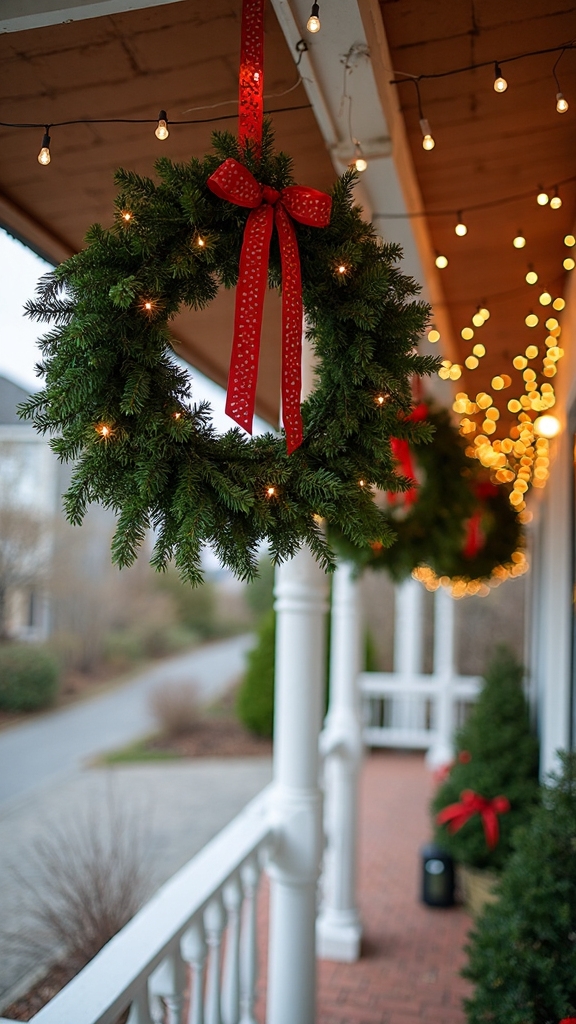 layered holiday wreath arrangement at heights