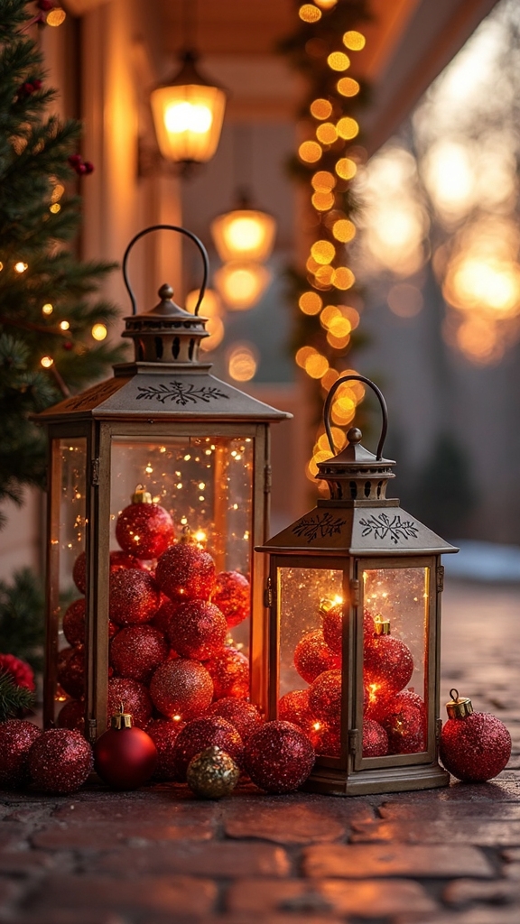 layered shimmering festive porch display