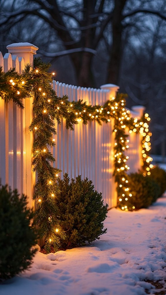 layered textured holiday fence lighting