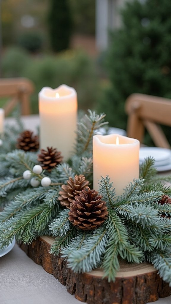 layered textured rustic outdoor centerpieces