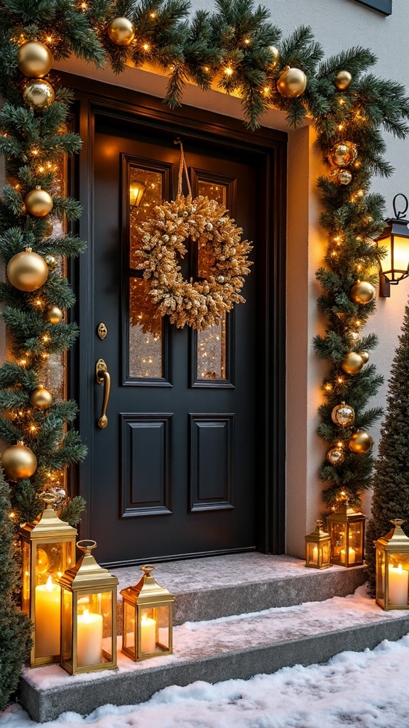 luxurious golden holiday porch d cor