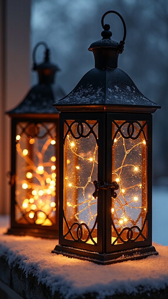 magical sparkling layered holiday lantern lighting