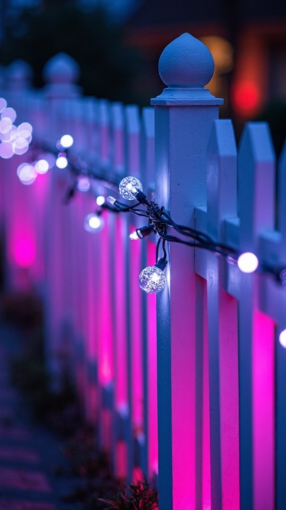 mesmerizing gradient color fence lighting