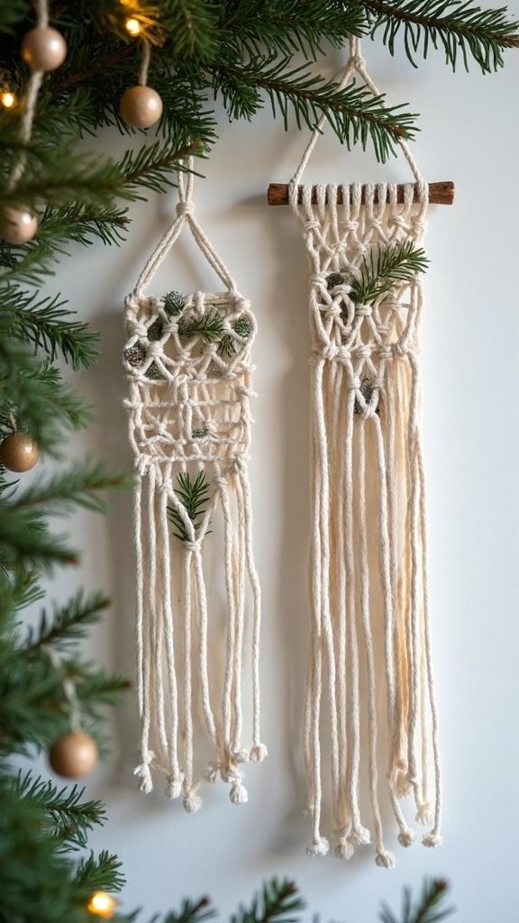mini macrame tree ornaments