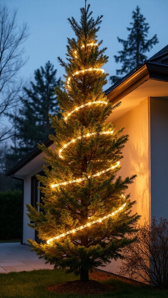 minimal tree lighting emphasizes natural form