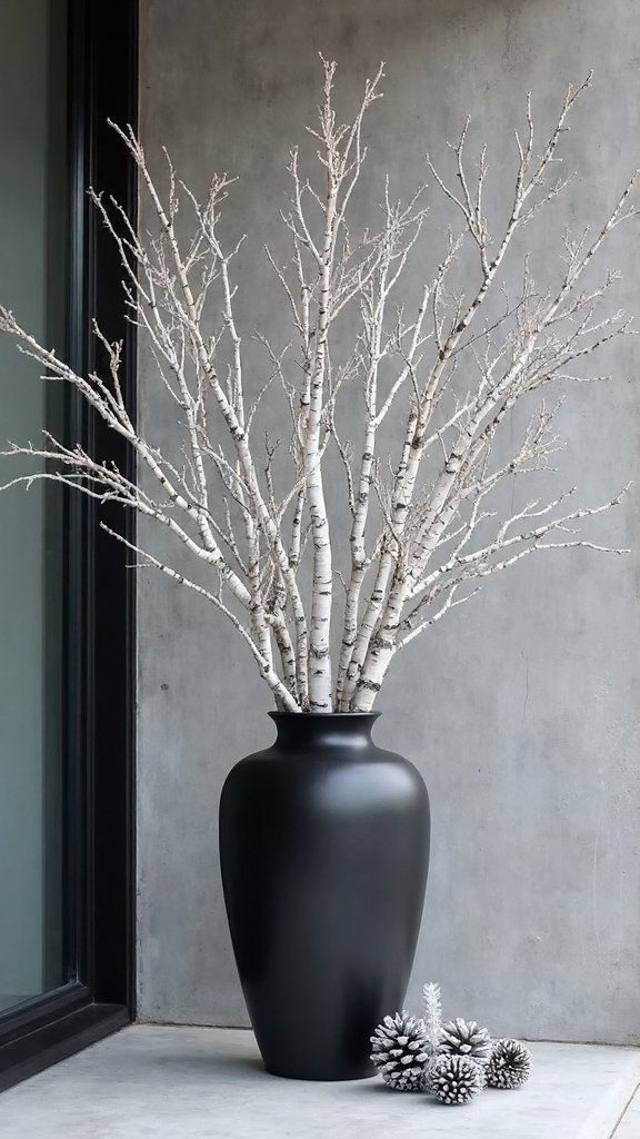 minimalist nordic birch branch decor