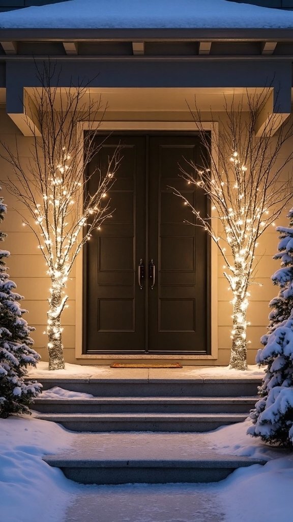 minimalist symmetrical illuminated branch arrangements
