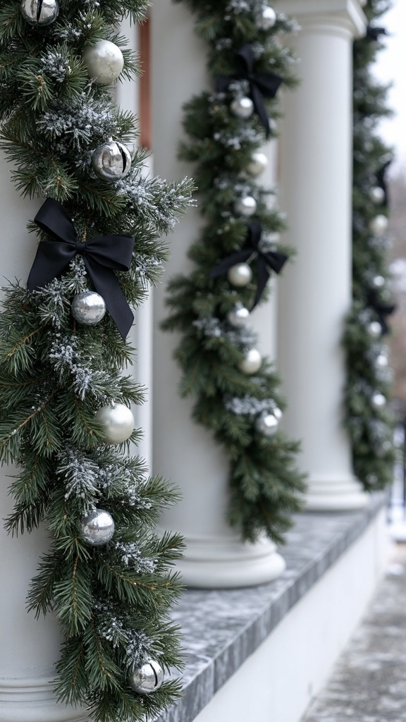 monochrome garland with silver accents