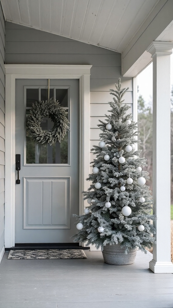 neutral minimalist weatherproof outdoor christmas tree