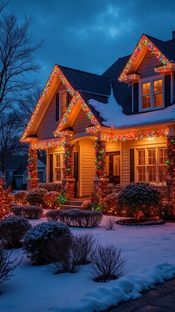 nostalgic bold festive roofline holiday display