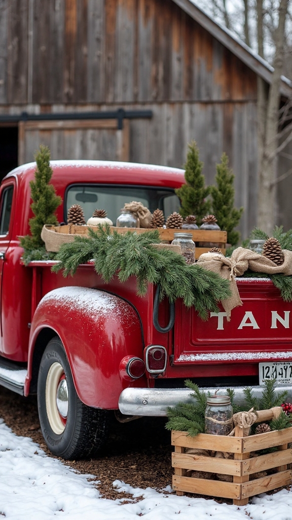 nostalgic holiday truck display centerpiece