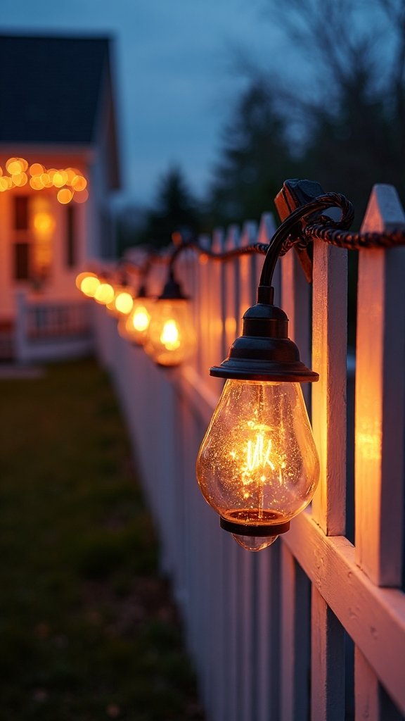 nostalgic outdoor fence lighting display