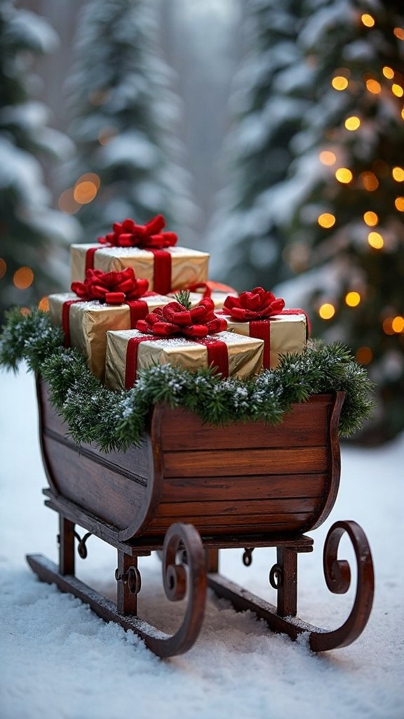 nostalgic vintage christmas sleigh display