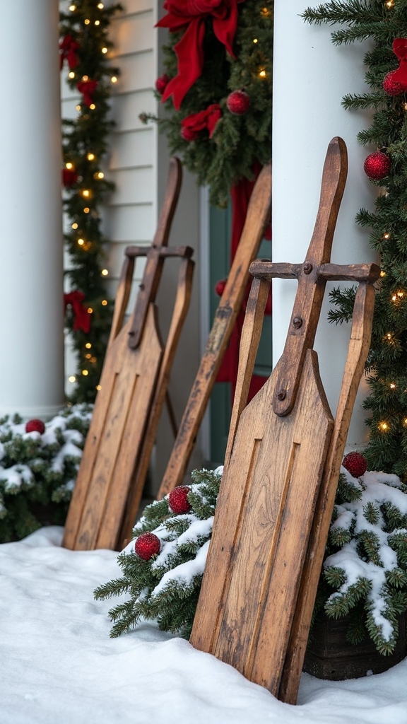 nostalgic winter porch decor accents