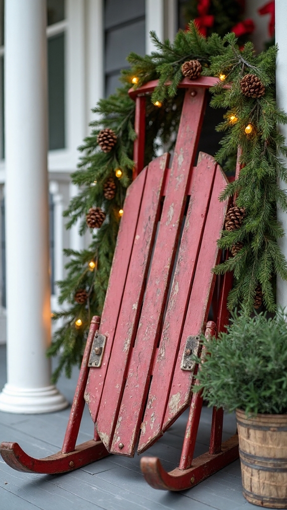 nostalgic winter porch display