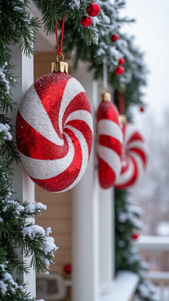 outdoor peppermint swirl christmas decorations