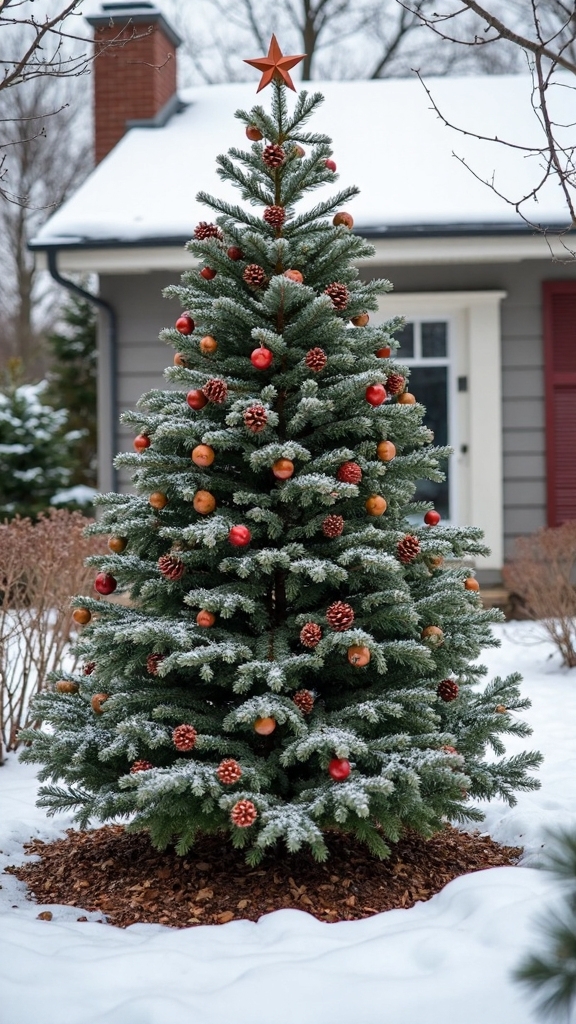 outdoor woodland christmas centerpiece display