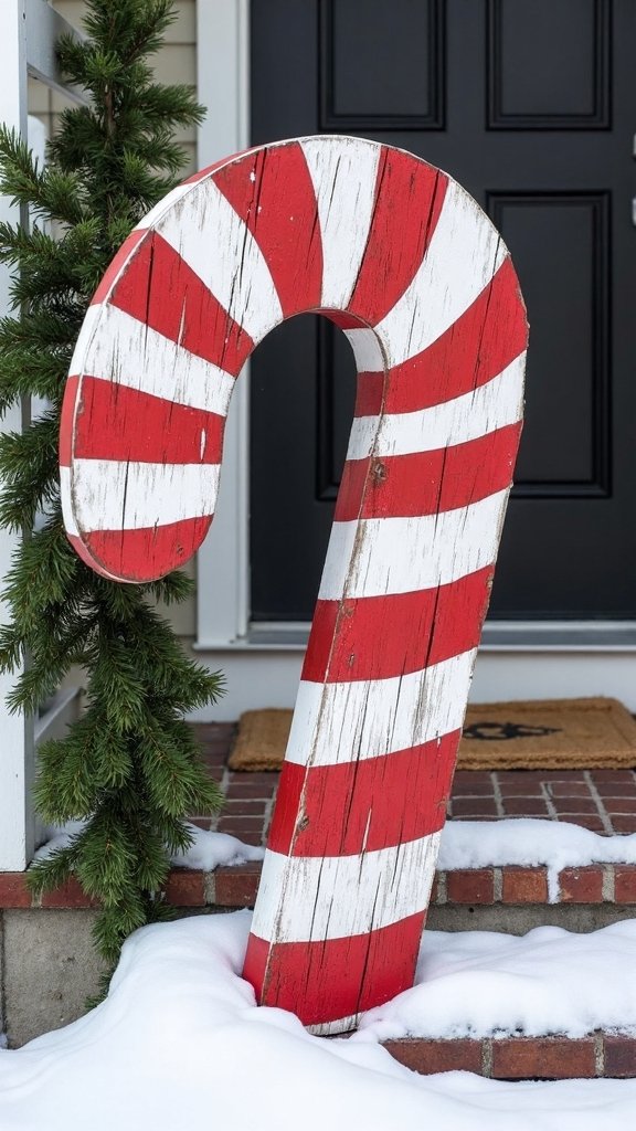 oversized candy canes from fence posts