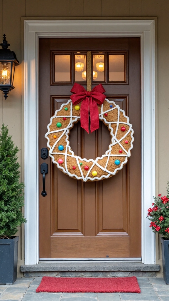 oversized festive gingerbread door display