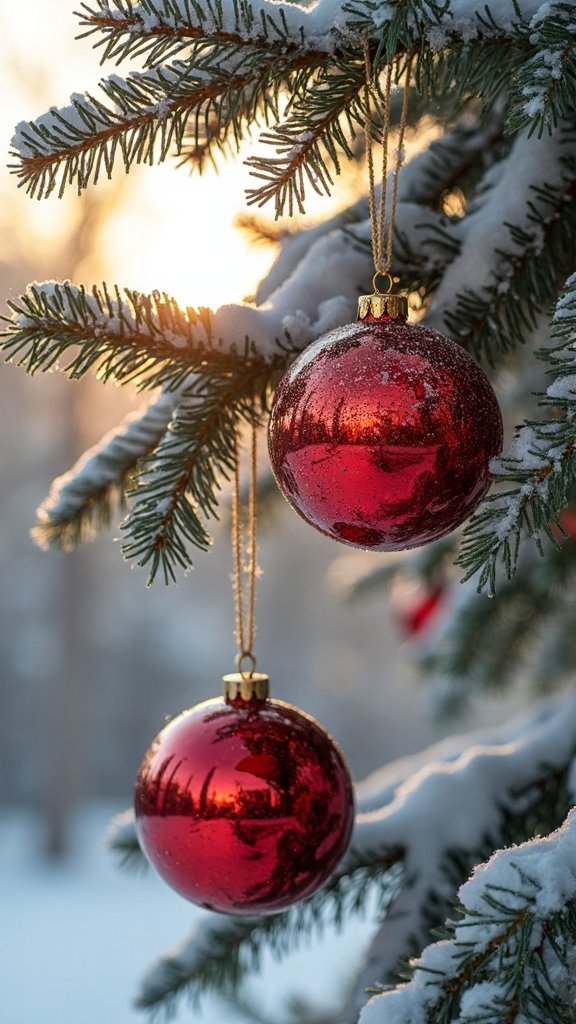 oversized ornaments enhance outdoor trees