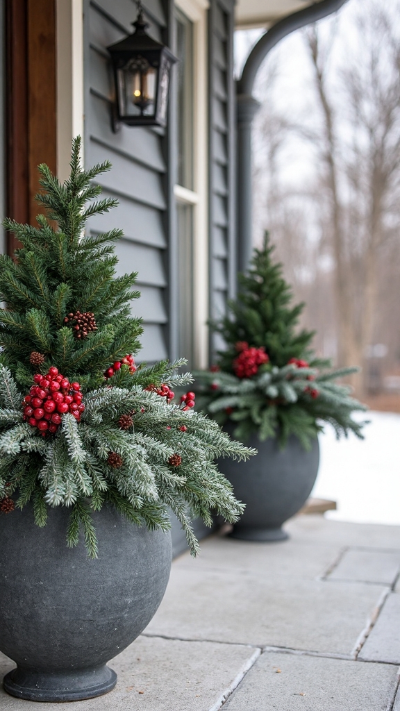oversized planters with seasonal charm