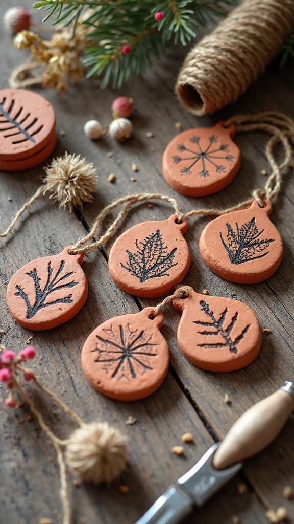 personalized artistic holiday themed clay ornaments