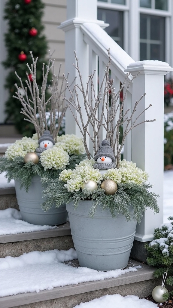 playful whimsical charming frosty snowman gardens