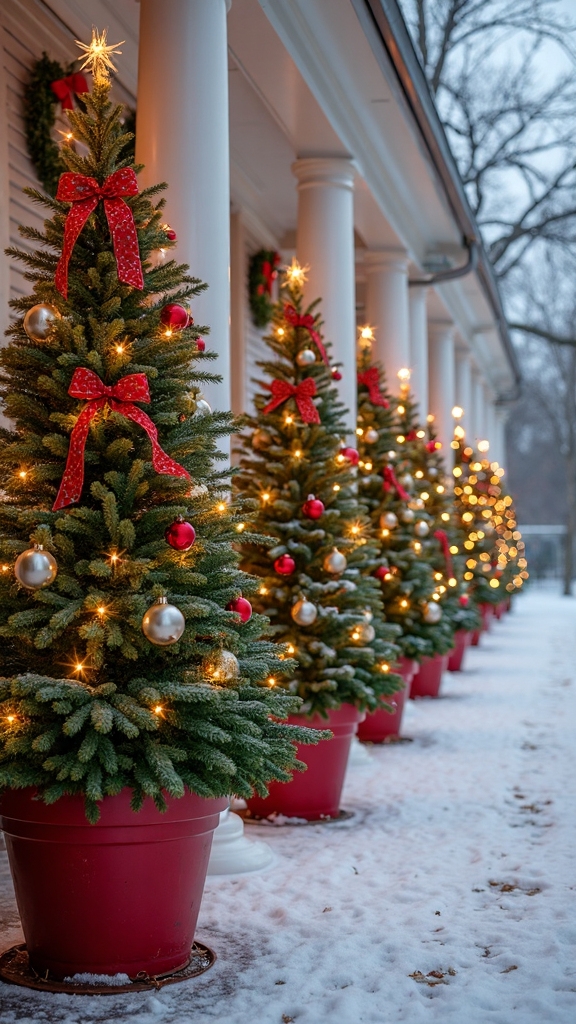 potted outdoor christmas tree decorating