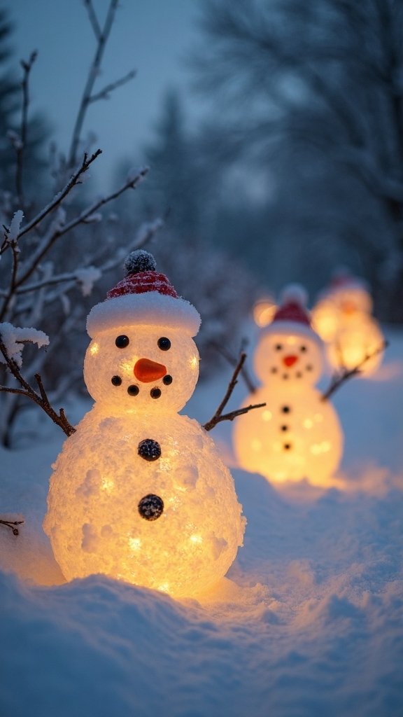 recycled milk jug snowmen pathway lights