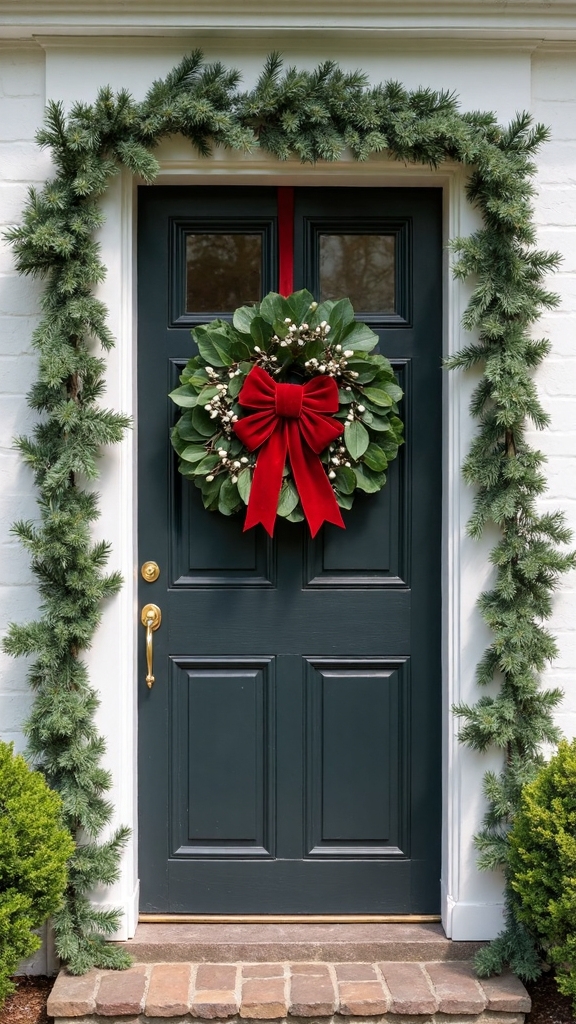 refined colonial era door decoration magnolia leaves