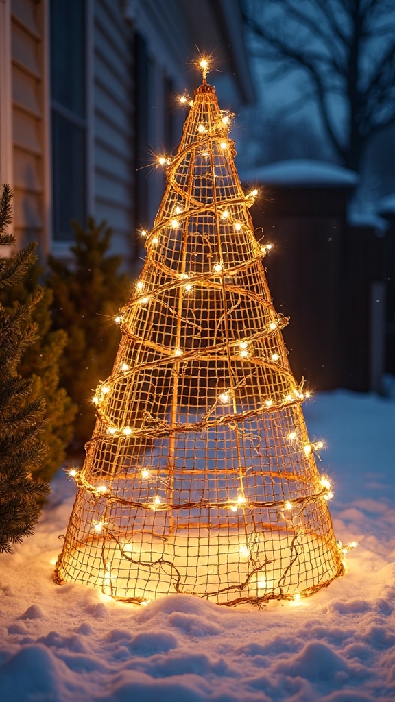 repurposed outdoor christmas tree decor