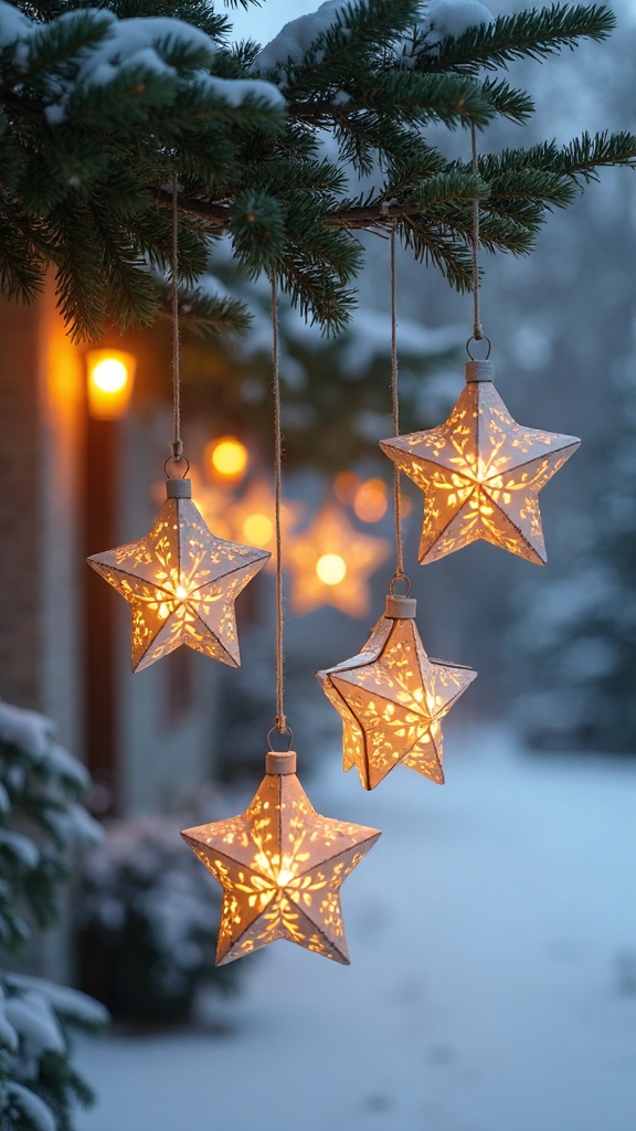 repurposed tin can star lanterns