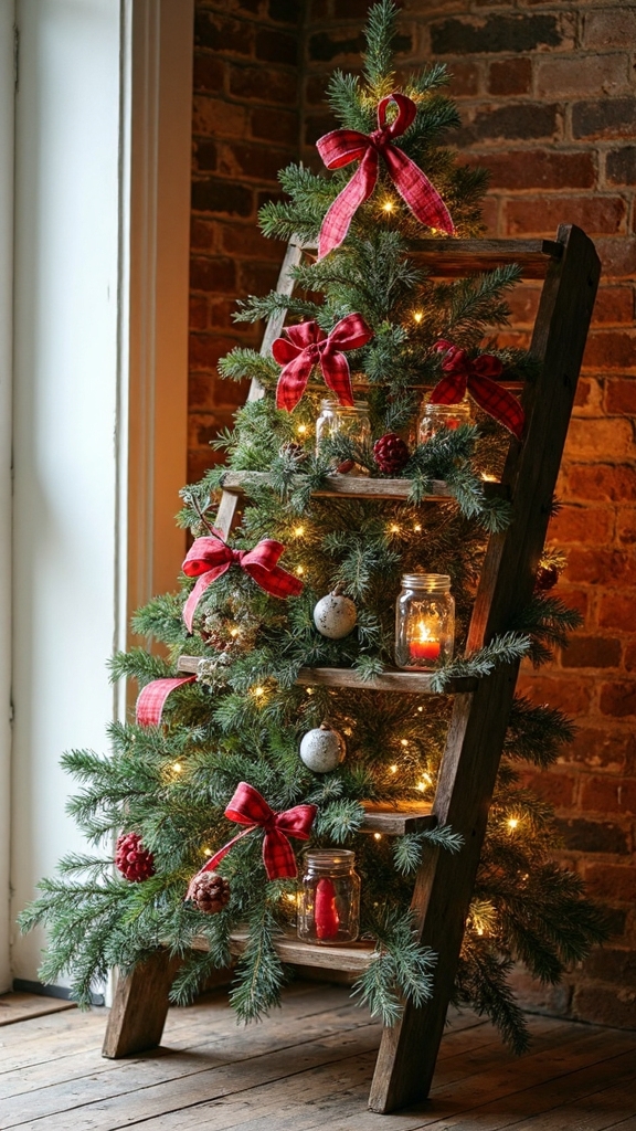 repurposed vintage ladder christmas tree alternative