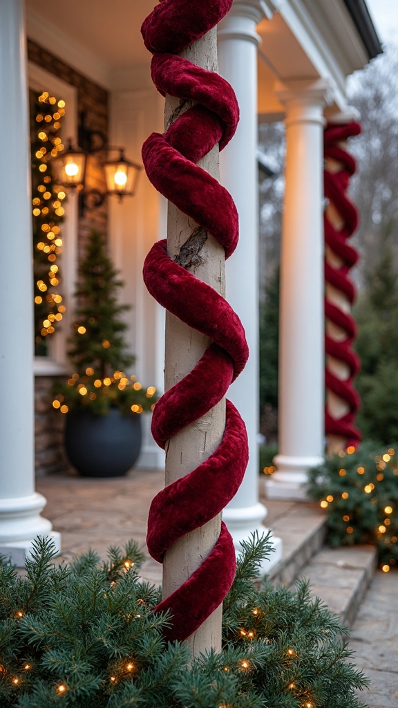 ribbon adorned porch column focal points