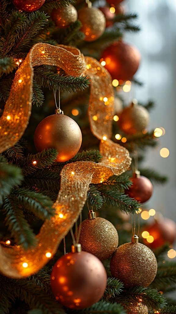ribbon coordinating ornaments lights cohesively