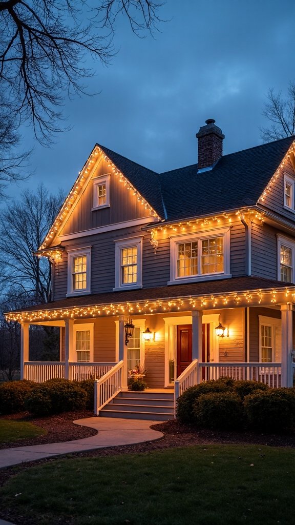 roofline outlining distinctive silhouettes festive highlights lighting elegance