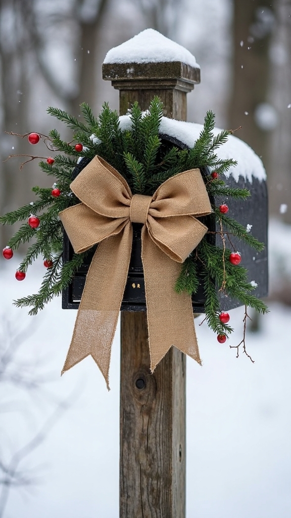 rustic burlap mailbox bow accents