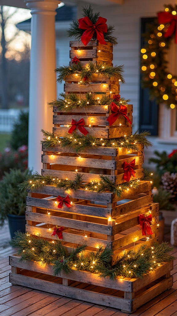 rustic farmhouse christmas crate display