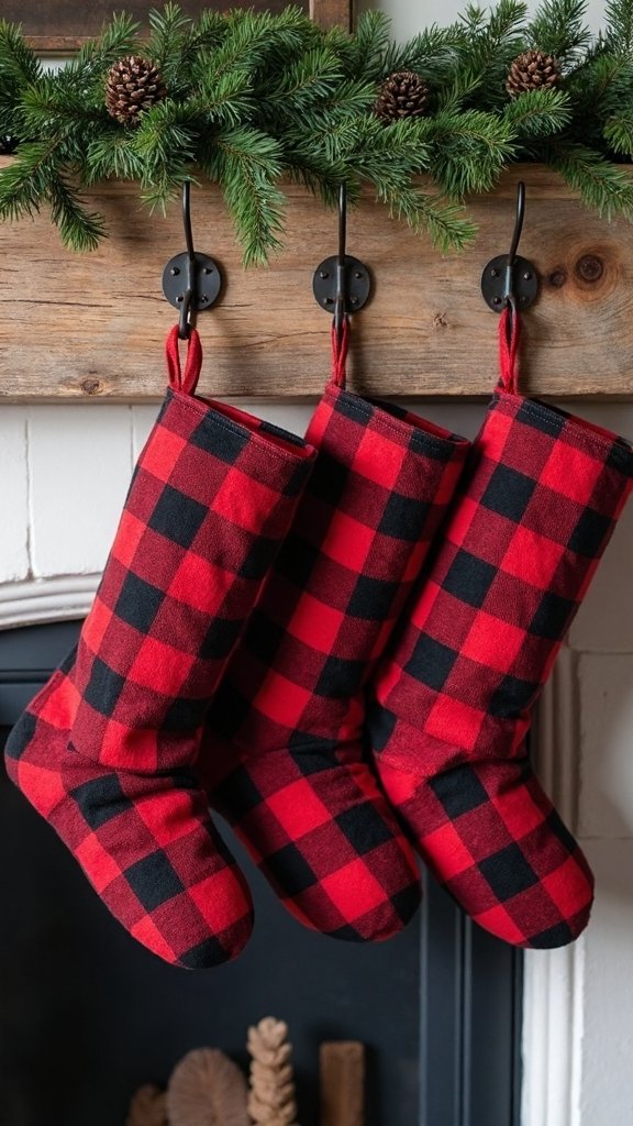 rustic farmhouse holiday mantel display