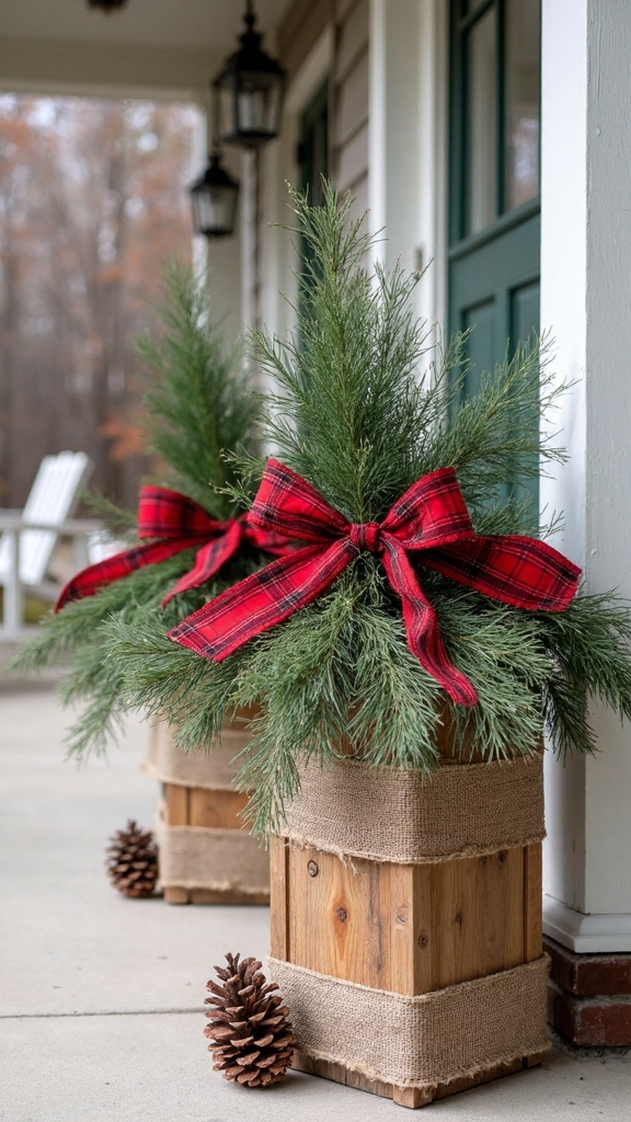 rustic farmhouse holiday planter design